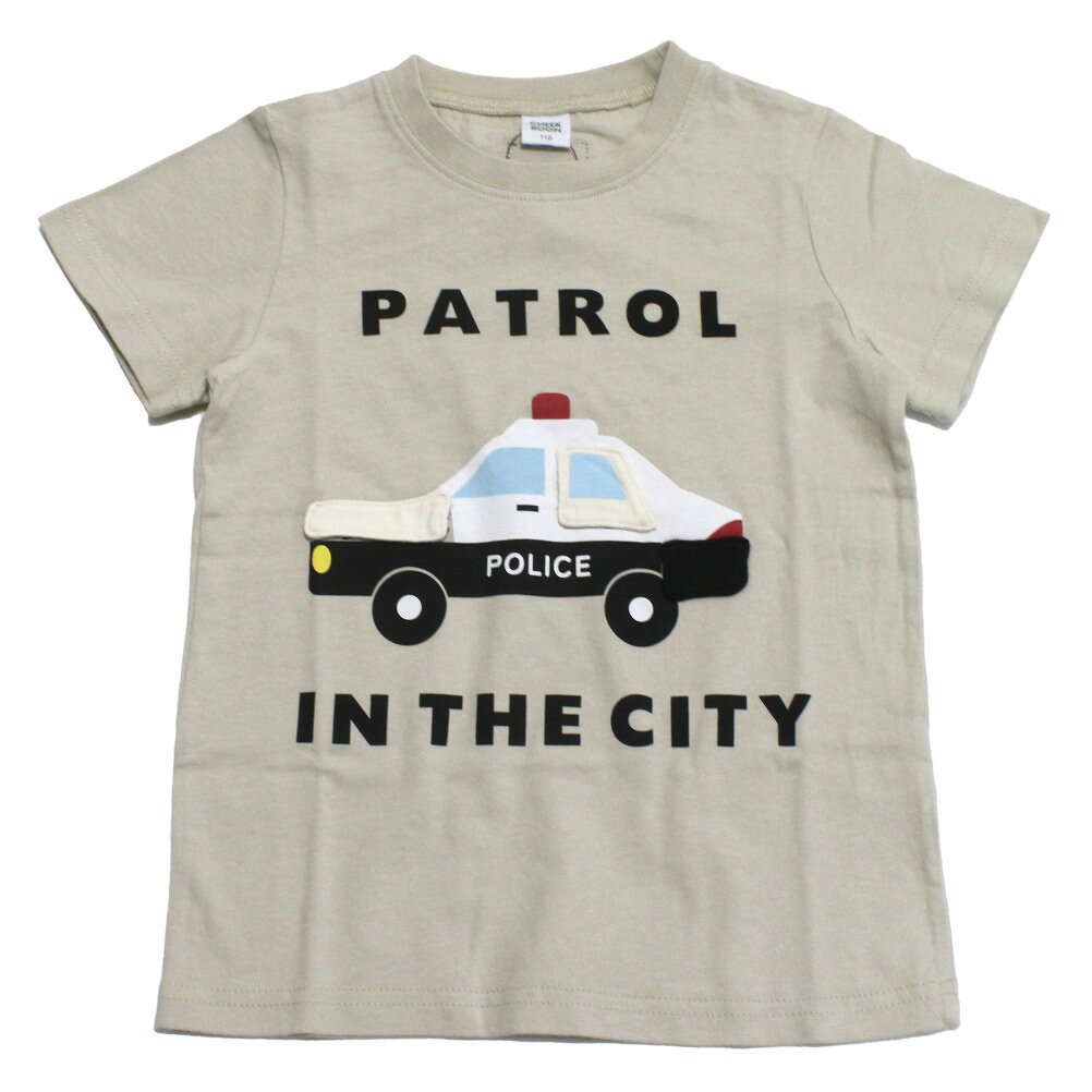 Rakuten - 【CHEEK ROOM/チークルーム/知育玩具/子供服/ベビー/キッズ】 パトカー Tシャツ アイボリー(IV)
