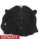 【子供服 アンディニー undeny. キッズ レディース 女の子】 セール 【50%OFF】 袖フリルブラウス ブラック(BK)