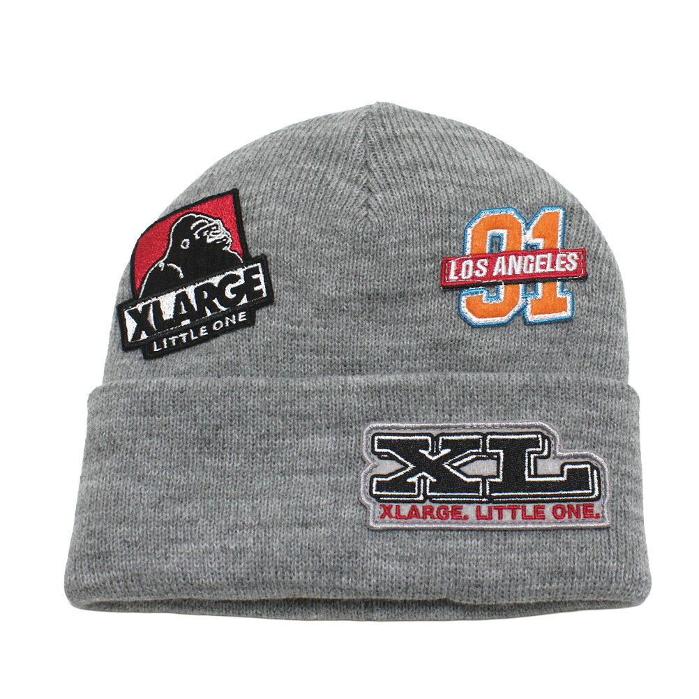 【キッズ エクストララージ XLARGE KIDS 子供服 エックスラージ】 ワッペンニットキャップ TOP・グレー..