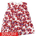 【マルーク 子供服 maarook 女の子 親子 ガールス ベビー ベビーギフト】 セール 【30%OFF】 天竺パンジープリントティアードワンピース アカ系(...