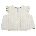 【マルーク 子供服 maarook 女の子 親子 ガールス ベビー ベビーギフト】 杢ツイルbabyフリルキルトベスト オートミール(2)