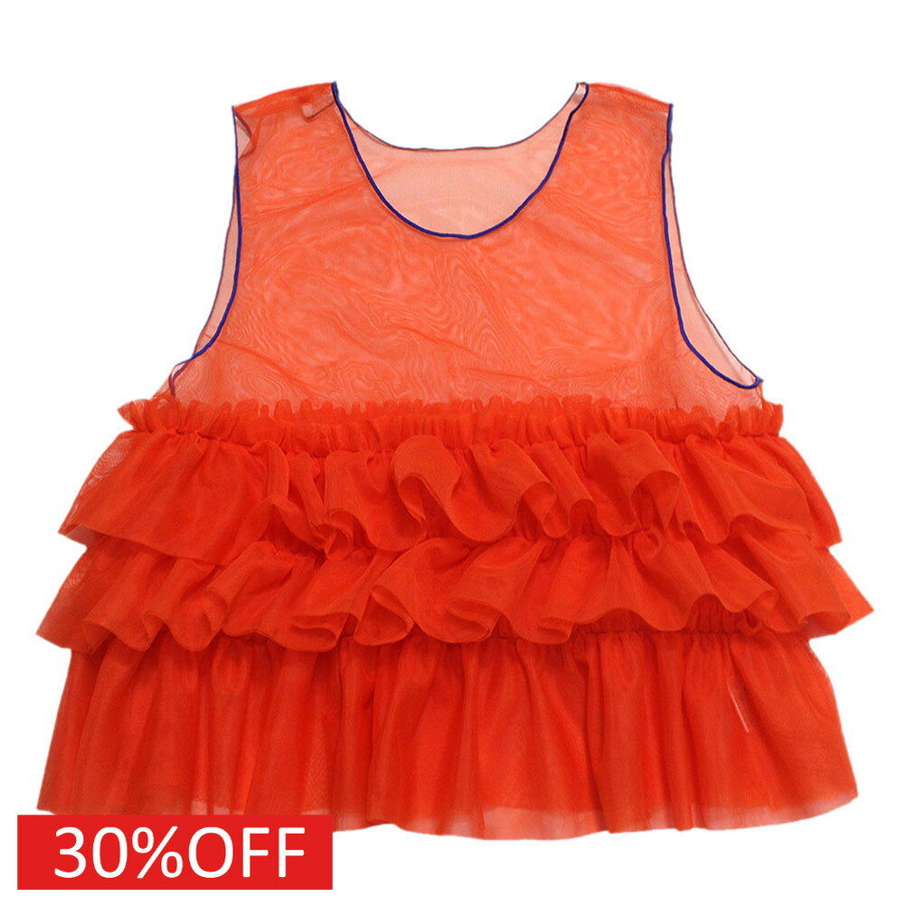 Rakuten - 【オーシャンアンドグラウンド/子供服/ベビー/キッズ/ジュニア/ocean＆ground】 セール 【30%OFF】 ボリュームフリルチュールベスト レッド(RD)