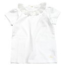 【マルーク 子供服 maarook 女の子 親子 ガールス ベビー ベビーギフト】 スムースレース衿半袖Tシャツ シロ(1)