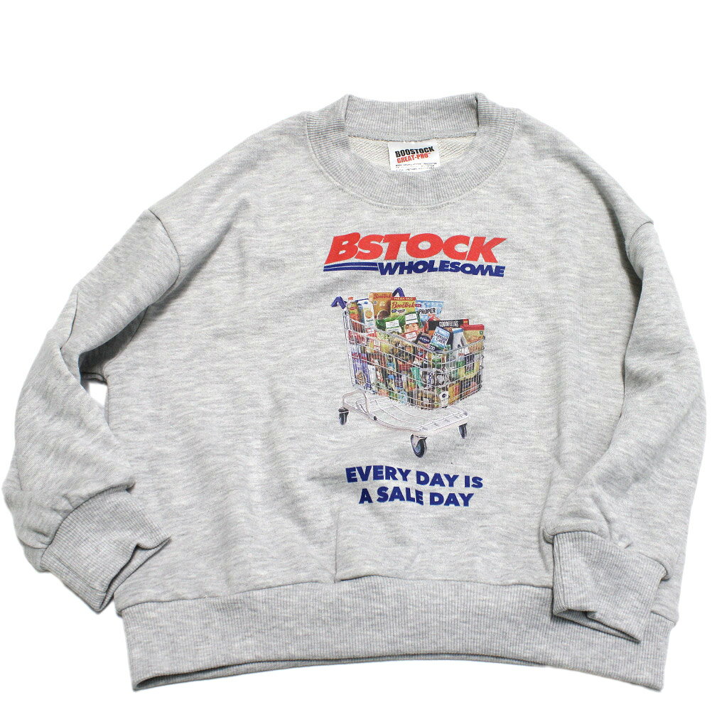 【子供服 ジュニア 親子 BOOSTOCK ブーストック】 WHOLESOME トレーナー 杢グレー(TG)(4)