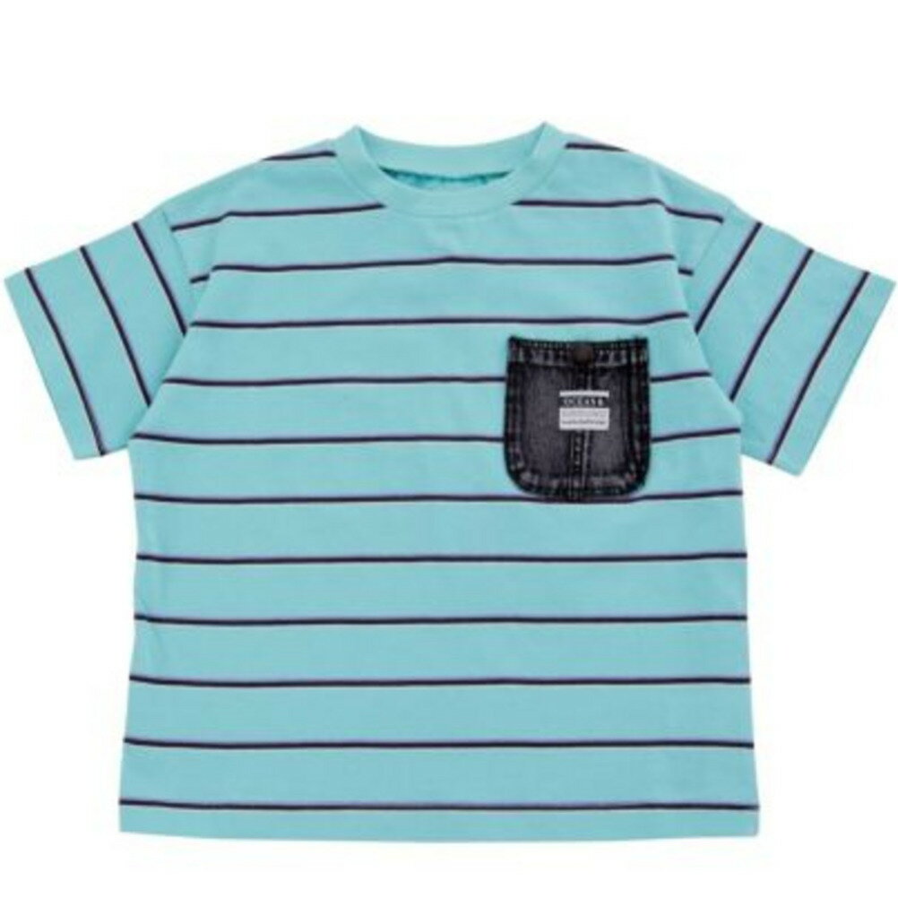 Plain - 【オーシャンアンドグラウンド/子供服/ベビー/キッズ/ジュニア/ocean＆ground】 デニムポケットマルチボーダーTシャツ ミント(MI)