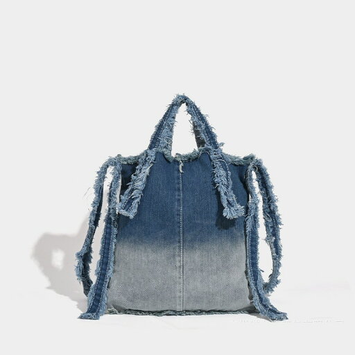 <トートバッグ> グラデーション デニム ショルダー 肩掛け 手提げ ブルー かわいい オシャレ <トートバッグ> グラデーション デニム ショルダー 肩掛け 手提げ ブルー かわいい オシャレ