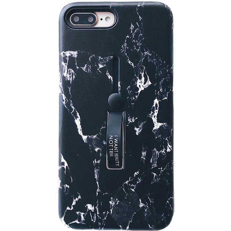 【メール便送料無料】ブラックとホワイトから選べる♪おとな女子にオススメなスタンドにもなる収納可能なフィンガーリング付で便利な大理石風スマホケース iPhone6,6s,6Plus,6SPlus,iPhone7,7Plus,iPhone8,8Plus,iPhoneX