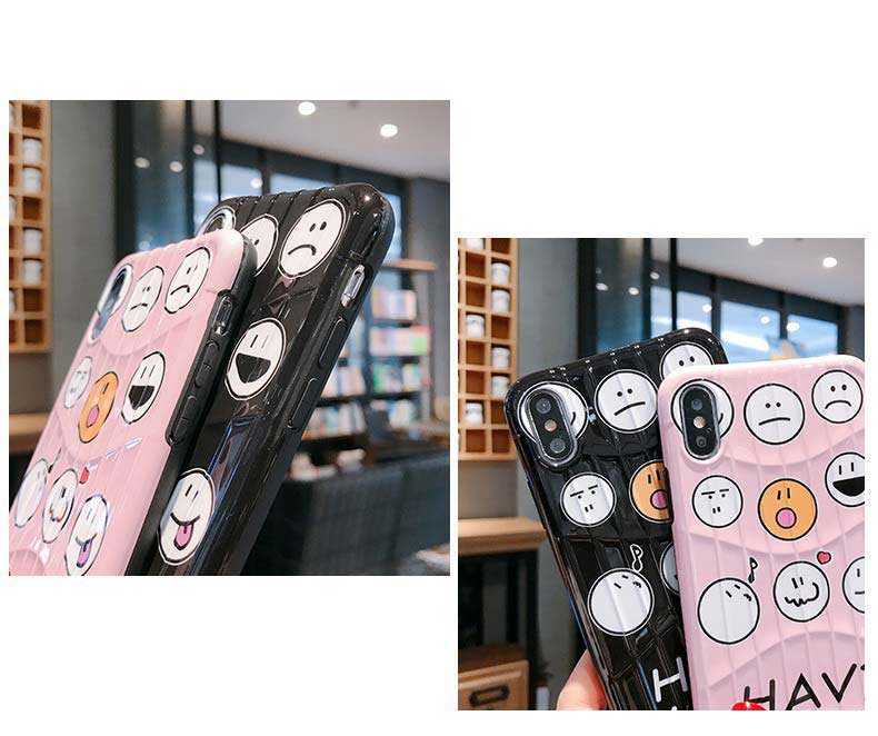 【メール便送料無料】≪大人気SMILEシリーズ≫掴みやすいオシャレなラゲージケース風凸凹ボディが大人女子にぴったり♪いろいろな表情のにこちゃんが並んだかわいいスマホケース iPhone6,6s,6Plus,6 S Plus,iPhone7,8,7Plus,8Plus,iPhoneX,XS,iPhoneXR,iPhoneXS MAX