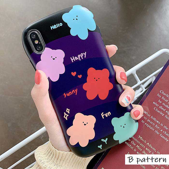 【メール便送料無料】≪大人気アニマルシリーズ≫くびれたデザインで、手に馴染むような持ちやすいボディが大人女子にぴったり♪POPでキュートなテディベア柄がかわいいスマホケース iPhone6,6S,6 Plus,6S Plus,iPhone7,8,7 Plus,8 Plus,iPhoneX,XS,iPhoneXR,iPhoneXS Max