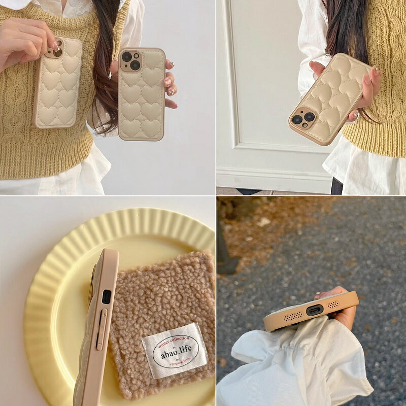 【メール便送料無料】≪大人気キルトシリーズ≫高級感のあるカフェラテカラーボディ♪大人女子にぴったりなオシャレでCOOLなハート柄キルトデザインスマホケース iPhone12 12Pro 12ProMax iPhone13 13Pro 13ProMax iPhone14 14Pro 14ProMax iPhone15 15Pro 15ProMax