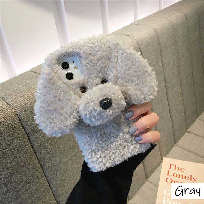 【メール便送料無料】≪大人気ファーシリーズ≫3色のもこもこファーボディから選べる♪大人女子にぴったりなPOPでカワイイプードルモチーフスマホケース iPhone7/8,7/8Plus,iPhoneX/Xs,iPhoneXR,iPhoneXS Max,iPhone11,11Pro,11Pro Max