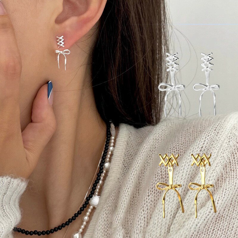 【送料無料】 ピアス リボン 2way 包帯 おしゃれ レディース 人気 プレゼント ギフト ラッピング 大人可愛い カジュアル