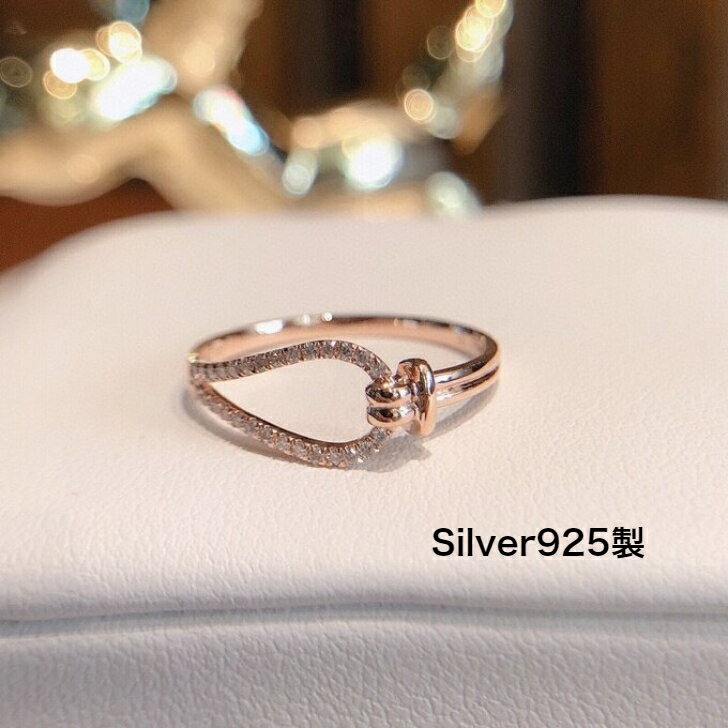 S925 レディース人気指輪 ピンクゴールド 細身 結び目 ノットピンキーリング リング K18 指輪 大人可愛い 大人女子 金アレ対応 重ね付け