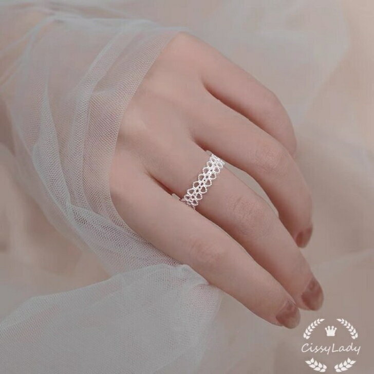 シルバー 透かすレース 指輪 リング ring フリーサイズ 重ね付け レディース人気指輪 ピンキーリング 大人可愛い 大人女子 ギフト
