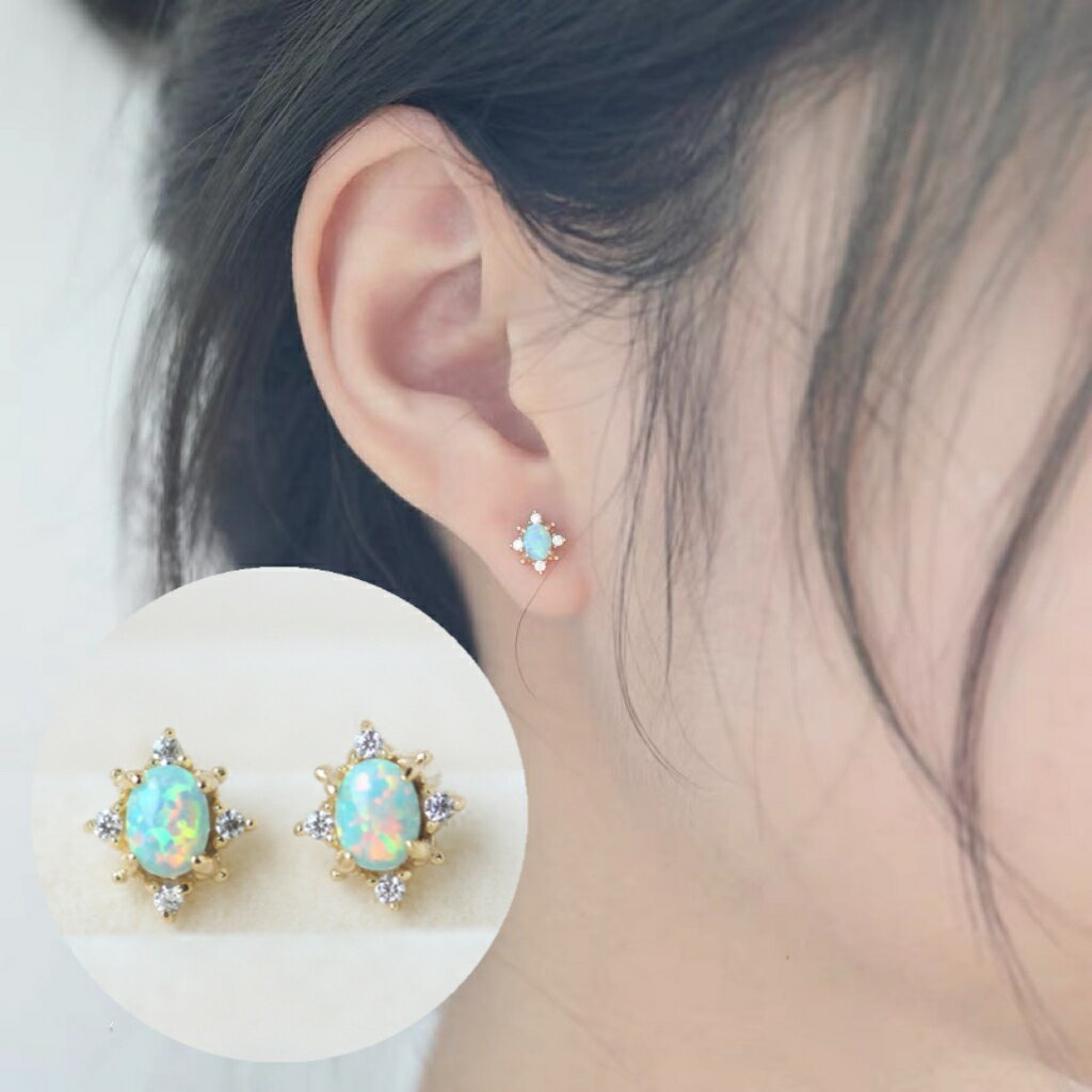 Sv925製 レディース ピアス 14kgp 一粒 オーパル 小ぶり 小さめ セカンドピアス 職場アクセサリー ギフト プレゼント 妻彼女娘母 金属アレルギー対応 つけっぱなし イヤリング