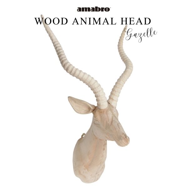 あす楽 送料無料 ウッドアニマルヘッド WOOD ANIMAL HEAD Gazelle ガゼル 0738 ウッドオブジェ ウォールデコレーション 壁掛け装飾 amabro アマブロ