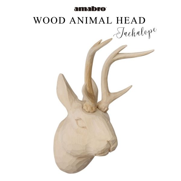 あす楽 送料無料 ウッドアニマルヘッド WOOD ANIMAL HEAD Jackalope ジャッカロープ 1864 ウッドオブジェ ウォールデコレーション 壁掛け装飾 amabro アマブロ