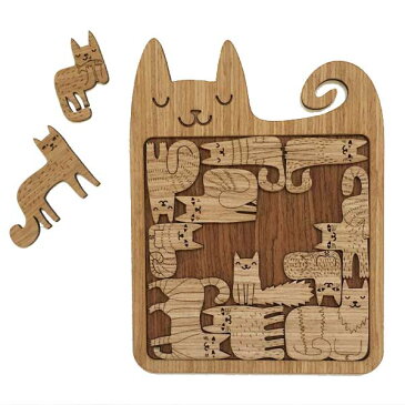 【あす楽】エトノデザイン　Etno Design　木製 パズル＆ティートレー　PUZZLE&TEA TRAY　喜ぶネコ　PLEASED CATS　【asrk_ninki_item】