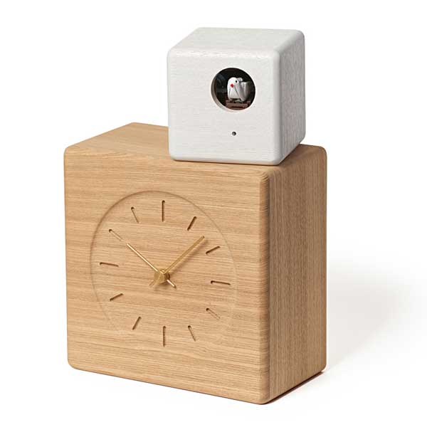 送料無料 掛け時計 レムノス Lemnos クロック Clock 鳩時計 Cubist Cuckoo Clock ナチュラル＋ホワイト GTS19-04A リビング 寝室 キッチン オフィス 会社 カフェ お店 ショップ *受注後に納期をお知らせ致します。