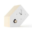 商品名 レムノス　Lemnos　クロック　Clock　cuckoo-collection tilt　ティルト　NL19-02 サイズ w195×h195×d137mm 素材 杉突き板MDF 重量 1,600g design nendo その他 カッコー時計　音量2段階調整、ライトセンサー機能付 備考 すこしずつ「間違っている」3種の鳩時計三角屋根のスタンダードな鳩時計をベースに、それぞれに変化を加えた3種類からなる鳩時計のコレクション。02. tilt / ティルト 鳩と文字盤の向きを斜めにすることで、時計自体を斜めに置いて使うと気づくデザイン。内部機構のうち重量が大きい部品などを片側に寄せた配置にすることでバランスが保たれる。 レムノス　時計　掛時計　置き時計　インテリア雑貨　カッコウ時計　鳩時計　はと時計　新築祝い　御祝い　ギフト　プレゼント　すこしずつ「間違っている」3種の鳩時計 三角屋根のスタンダードな鳩時計をベースに、それぞれに変化を加えた3種類からなる鳩時計のコレクション。01. bookend / ブックエンド　文字盤がふたつに割れることでブックエンドとして使える鳩時計。時計と本が仲良く棚の上で共存するカタチ。02. tilt / ティルト　鳩と文字盤の向きを斜めにすることで、時計自体を斜めに置いて使うと気づくデザイン。内部機構のうち重量が大きい部品などを片側に寄せた配置にすることでバランスが保たれる。03. dent / デント 四角い箱から鳩時計がくり抜かれたような、シルエットが凹んだ鳩時計。 側面に空いた小さな穴から、鳩が横方向に顔を覗かせる。 NL19-01 NL19-02 NL19-03