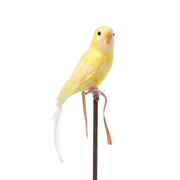 置物（ハロウィン向き） あす楽 バードオブジェ 鳥 リアル 本物 飾り物 ハロウィン 剥製みたい 置物 黄色い鳥 セキセイインコ イエロー プエブコ PUEBCO ARTIFICIAL BIRDS Budgie 125077