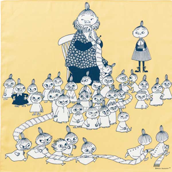 あす楽 送料無料 MOOMIN TRIBUTE WORKS ムーミン トリビュートワークス 北欧 テキスタイル Handkerchief ハンカチ 手ぬぐい ミィのマフラー イエロー