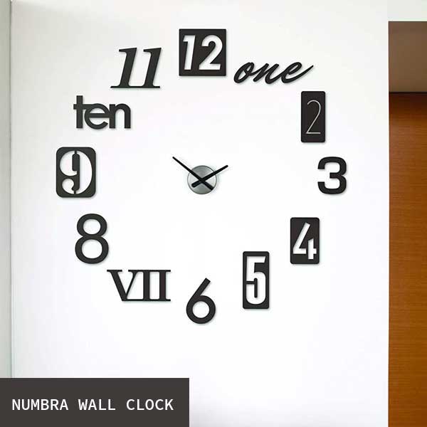アンブラ 掛け時計 あす楽 送料無料 壁に貼る時計 ウォールクロック DIY 両面テープ 自由に設置 壁時計 アナログ時計 アンブラ umbra ナンブラ NUMBRA WALL CLOCK 2118430040 ブラック