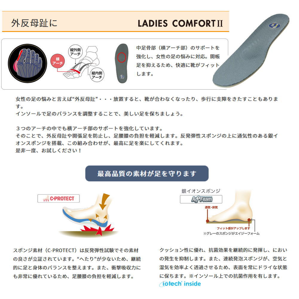 アシマル 機能性インソール レディースコンフォート2 横アーチサポートで女性の足の変形に対応！　cf20 2