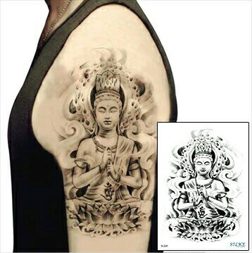 今だけ割引 貼るTATOO!防水防汗で長持ち!仏像 仏陀 ブッダ 仏 祭り 寺 夏祭 日本未発売 デザイン 3D 立体 錯覚 タトゥーシール 大きいサイズ (メ...