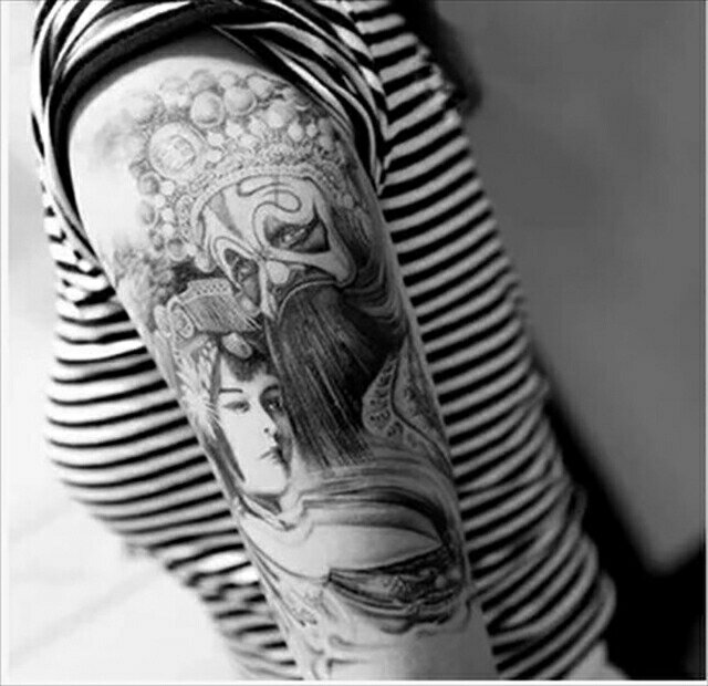 タトゥーシール 防水防汗で長持ち! タトゥーシール 大きい 三国志 モノクロ 人物|タトゥシールタトゥーシールtatoo入れ墨ボディシールボディーシールタトゥ刺...