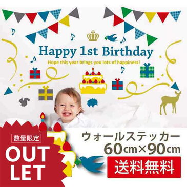 Y ウォールステッカー誕生日【誕生日北欧風】 ウォール ステッカー ケーキ ガーランド ガーラント 壁 1歳 2歳 3歳 ハーフバースデー パーティ 飾り 装飾 happy birthday 送料無料 シルキー slb【シルキー完全オリジナル】| おしゃれ シール