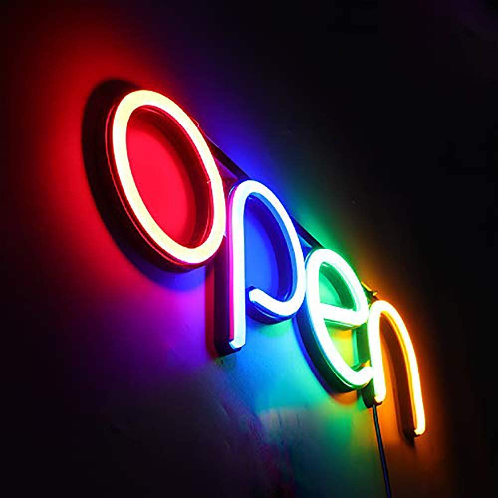 OPEN看板 ネオン管 アメリカン アンティーク NEON オープン SIGN LED 看板 お洒落 ヴィンテージ 欧米 壁掛け カフェ 喫茶店 レストラン 広告用看板 お店 居酒屋 自宅の装飾 インテリアショップ H150mm x W400mm　ブルー