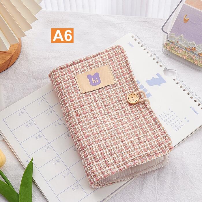 システム手帳 綿布製カバー A6 リフィル 6穴 リング 木製ボタン ノート 手帳 ドーリング紙 メモ帳 バインダー スケジュール帳 就職 プレゼント 学生用 ...