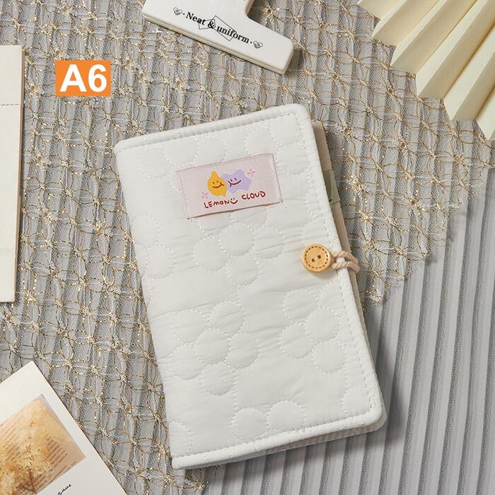 システム手帳 布製カバー A6サイズ リフィル 6穴 リング 木製ボタン ノート 手帳 ドーリング紙 メモ帳 バインダー スケジュール帳 就職 プレゼント 学生...