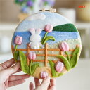 羊毛フェルト 絵 キット 3D 立体 刺し絵 ウールフェルトセット フェルト手芸 羊毛繊維 刺しゅう Diy 内径20cm 羊毛 手芸用品材料 フェルトクラフト...