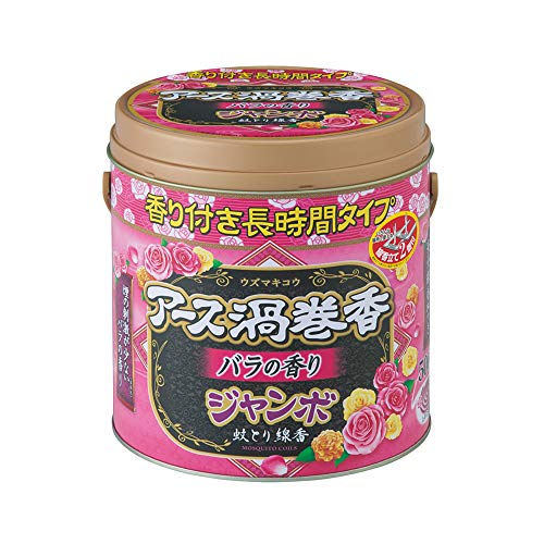 アース渦巻香 蚊取り線香 バラの香り [12時間長持ち ジャンボ50巻缶入]