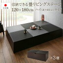 収納付き美草畳リビングステージ 畳収納ボックス 120×180cm ハイタイプ 高さ40cm 小上がり リビングステージ リビング畳 収納ボックス セキスイ畳 美草 天然い草 ユニット畳ボックス 置くだけ 畳スペース 大容量収納 和空間 市松模様 和洋折衷 日本製 国産フレーム