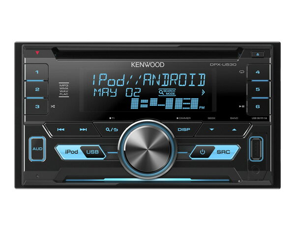 ケンウッド カーオーディオ 2DIN CD/USB/iPodレシーバー MP3/WMA/WAV/FLAC対応 DPX-U530 AUX ワイドFM カーステレオ カーデッキ カーコンポ カーラジオ 車載 CDプレーヤー CDデッキ 音楽