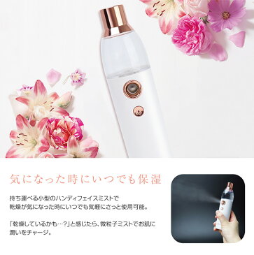 ハンディミスト スチーマー 小型 コードレス モイストハンディフェイスミスト MEBL-123 化粧水使用OK 白 充電式 持ち運び かわいい おしゃれ雑貨 美容家電 プレゼントにもおすすめ