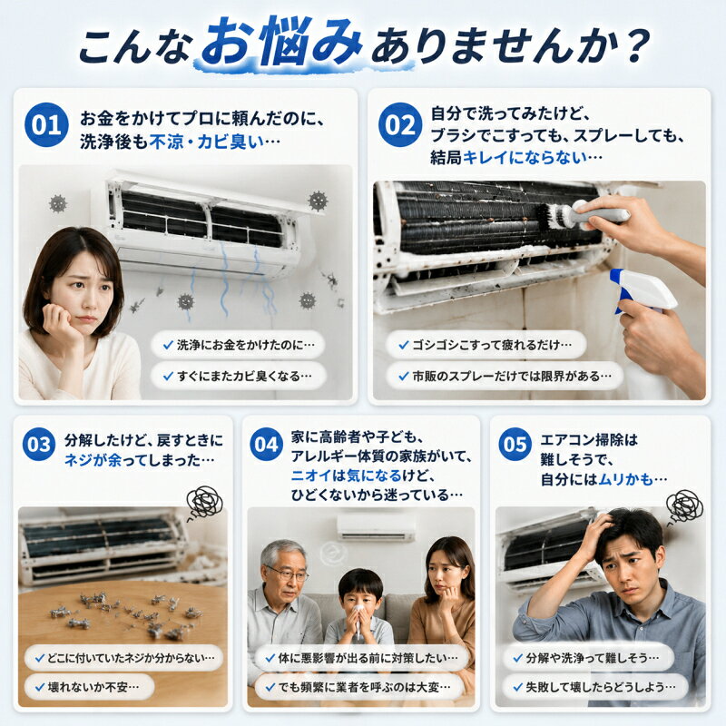 もう業者に頼らない エアコン洗浄セット 分解不要 エアコン洗浄セット 分解不要 自...