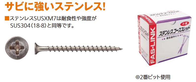 リフォーム用品 ファスリンク ステンコーススレッド ラッパ頭 4.8×75mm 200本入 半ネジ 91415505
