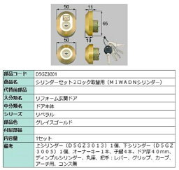 シリンダーセット 2ロック取替用 MIWA / DNシリンダー 部品色：グレイスゴールド D5GZ3001 交換用 部品 LIXIL リクシル TOSTEM トステム