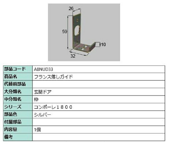 フランス落としガイド / 1個入り 部品色：シルバー A8NUD33 交換用 部品 新日軽 LIXIL リクシル TOSTEM トステム