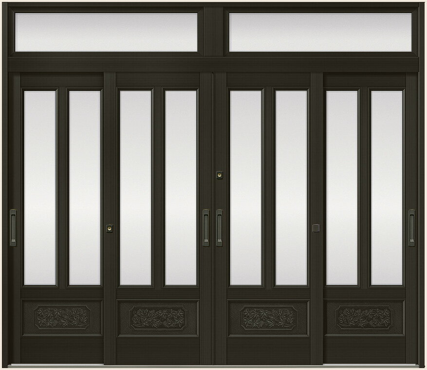 光悦 K6 4枚建て 56型 面付格子腰付 内付枠 ランマ付き 28422 W：2,845mm × H：2,246mm 玄関 引戸 LIXIL リクシル TOSTEM トステム