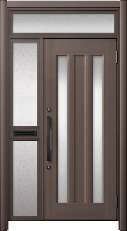 リシェント玄関ドア3 アルミ仕様 / 手動 片袖-中桟付きポスト付き_ランマ付き C16N型(アルミ色) 特注 W：1,020～1,446mm × H：1,973～2,600mm LIXIL TOSTEM