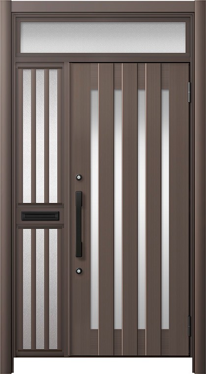 リシェント玄関ドア3 アルミ仕様 / 手動 片袖飾り-中桟付きポスト付き_ランマ付き C17N型(アルミ色) 特..