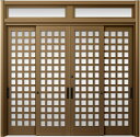 リシェント玄関引戸2 4枚建てランマ付き PG仕様 P25型 アルミ色 手動タイプ 特注サイズ W:2,357〜3,800mm × H:2,056〜2,780m...