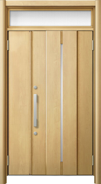 リシェント 玄関ドア3 断熱仕様 / 非防火 K2 M12型 木目調 親子ランマ付 特注サイズ W：978～1,480mm × H：1,974～2,600mm カバー工法 LIXIL TOSTEM