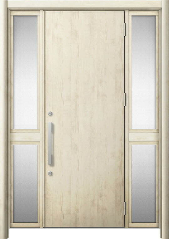 リシェント 玄関ドア3 断熱仕様 / 非防火 K4 M17型 木目調 両袖 中桟付ポスト無し 特注サイズ W：1,030～1,695mm × H：1,739～2,439mm カバー工法 LIXIL TOSTEM