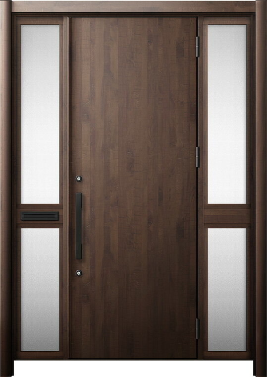 リシェント 玄関ドア3 断熱仕様 / 非防火 K2 M17型 アルミ色 両袖 中桟付ポスト付 特注サイズ W：1,312～1,695mm × H：1,739～2,439mm カバー工法 LIXIL TOSTEM